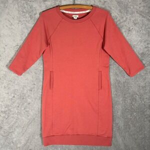 LL Bean Womens XS Coral Pink Cotton Blend 3/4 Sleeve‎ Sweatshirt Dress 516367